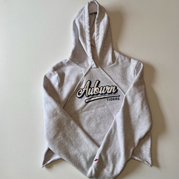 League Auburn Tigers Women's Cropped Hoodie Size L Heathered Light Gray, License - Picture 2 of 10